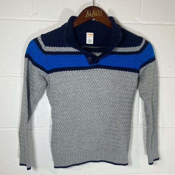 Gymboree Gray Blue Navy 1/4 button Sweater - Picture 4 of 7
